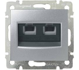 Розетка телефонная 2хRJ11 Legrand Valena алюминий 770139