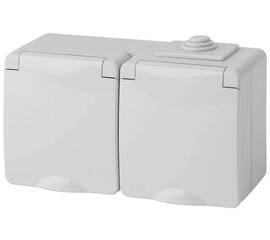 Розетка 2-м ОП Эра Эксперт 11-2603-03 16А IP65 горизонт. 250В 2х2Р+Е сер. ЭРА Б0035991