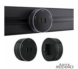 Трековая розетка Arte Milano Am-track-sockets 380011TS/USBx2 Black