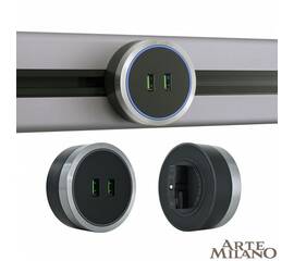 Трековая розетка Arte Milano Am-track-sockets 380066TS LED/USBx2 Grey