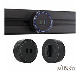 Трековая розетка Arte Milano Am-track-sockets 380066TS LED/USBx2 Black