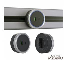 Трековая розетка Arte Milano Am-track-sockets 380066TS LED/USB-Type-C Grey