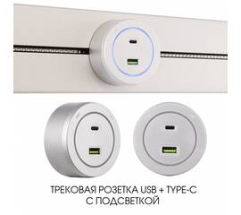 Трековая розетка Arte Milano Am-track-sockets-39 399731TS/USB-Type-C Silver