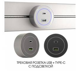 Трековая розетка Arte Milano Am-track-sockets-39 399732TS/USB-Type-C Silver