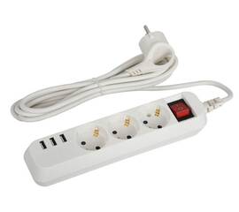 Удлинитель электрический Эра U-3es-1,5m-USB Б0052900
