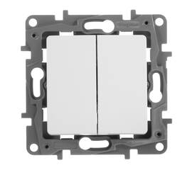 Выключатель двухклавишный Legrand Etika 10A 250V белый 672202