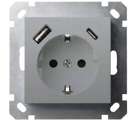 Розетка SHUKO Jasmart с USB тип A + C1 с защитными шторками (2P+T) 25W 16A 250V G5501USB-25S