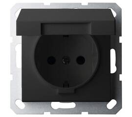 Розетка SHUKO Jasmart с крышкой с защитными шторками черный матовый (soft touch) 16A 250V 2P+T G5505