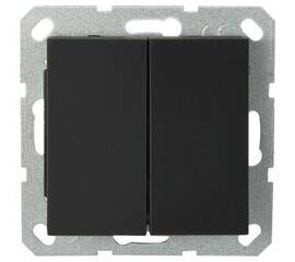 Выключатель двухклавишный Jasmart проходной с накладкой 10A 250V черный матовый (soft touch) G3022PB