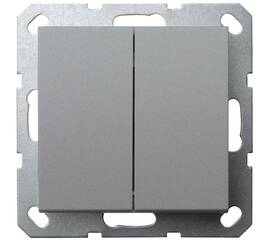 Выключатель проходной двухклавишный Jasmart в комплекте с накладкой 10A 250V ( 6+6 ) цвет алюминий G