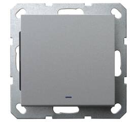 Выключатель со светодиодом одноклавишный Jasmart в комплекте с накладкой 10A 250V цвет алюминий G301