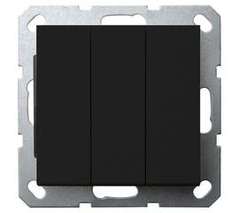 Выключатель трехклавишный Jasmart с накладкой 10A 250V черный матовый (soft touch) G3031PB