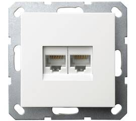 Интернет розетка Jasmart двойная разъем RJ45х2 с накладкой белый глянцевый G6106W