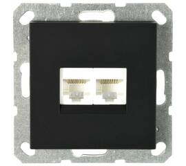 Интернет розетка Jasmart двойная разъем RJ45х2 с накладкой черный матовый (soft touch) G6106PB