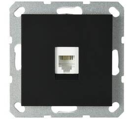 Интернет розетка Jasmart разъем RJ45 с накладкой черный матовый (soft touch) G6105PB