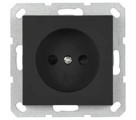 Розетка Jasmart без заземления с защитными шторками 16A 250V 2P черный матовый (soft touch) G5503PB