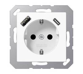 Розетка 2K+З USB Typ AC Jung A1520-15CAWW