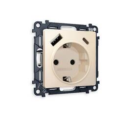 Комплект механизма розетки 2USB A+C 20W (быстрая зарядка) с/з Ambrella Volt Alfa MA330010