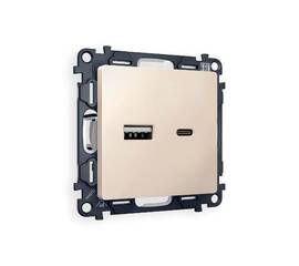 Комплект механизма розетки 2USB A+C 20W (быстрая зарядка) Ambrella Volt Alfa MA331010