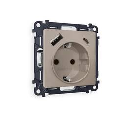Комплект механизма розетки 2USB A+C 20W (быстрая зарядка) с/з Ambrella Volt Alfa MA370010