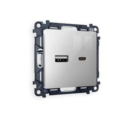 Комплект механизма розетки 2USB A+C 20W (быстрая зарядка) Ambrella Volt Alfa MA411010