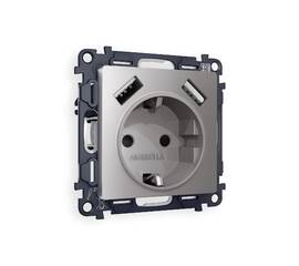 Комплект механизма розетки 2USB A+A 18W (быстрая зарядка) с/з Ambrella Volt Alfa MA509010