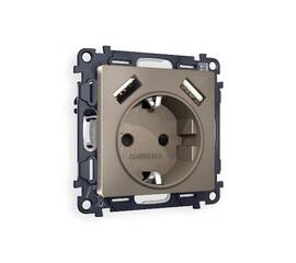 Комплект механизма розетки 2USB A+A 18W (быстрая зарядка) с/з Ambrella Volt Alfa MA639010