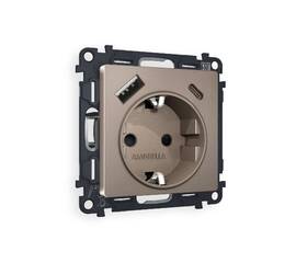 Комплект механизма розетки 2USB A+C 20W (быстрая зарядка) с/з Ambrella Volt Alfa MA640010
