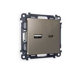 Комплект механизма розетки 2USB A+C 20W (быстрая зарядка) Ambrella Volt Alfa MA641010
