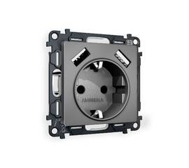 Комплект механизма розетки 2USB A+A 18W (быстрая зарядка) с/з Ambrella Volt Alfa MA659010
