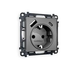 Комплект механизма розетки 2USB A+C 20W (быстрая зарядка) с/з Ambrella Volt Alfa MA660010