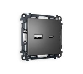 Комплект механизма розетки 2USB A+C 20W (быстрая зарядка) Ambrella Volt Alfa MA661010