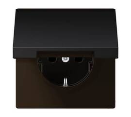 Розетка с заземлением с крышкой безвинтовой зажим Jung LS 990 dark AL1520KLD