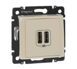 Розетка USB двойная Legrand Valena 240V/5V 2400mA слоновая кость 774170