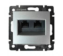 Розетка компьютерная 2хRJ45 Legrand Valena 5e кат UTP с захватами алюминий 770231