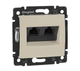 Розетка компьютерная 2хRJ45 Legrand Valena 5e кат UTP с захватами слоновая кость 774131