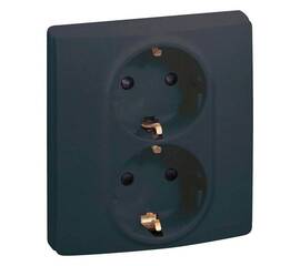 Розетка 2X2К+З Legrand Etika 16A 250V со шторками немецкий стандарт антрацит 672633