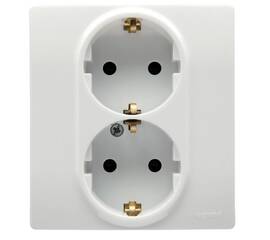 Розетка 2X2К+З Legrand Etika 16A 250V со шторками немецкий стандарт белая 672233