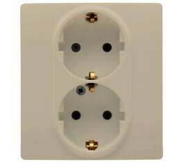 Розетка 2X2К+З Legrand Etika 16A 250V со шторками немецкий стандарт слоновая кость 672333