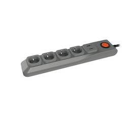 Сетевой фильтр Uniel 4гн х 3м с/з Lux S-GSL5-3U Grey UL-00001761