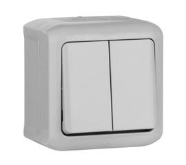 Выключатель двухклавишный Legrand Quteo 10A 250V серый 782332