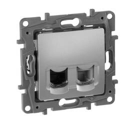 Розетка комбинированная RJ11 + RJ45 Cat.5e, алюминий