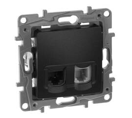 Розетка комбинированная RJ11 + RJ45 Cat.5e, антрацит