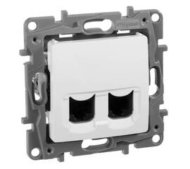 Розетка компьютерная 2хRJ45 Legrand Etika 5е кат UTP белая 672255