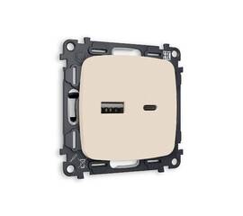 Комплект механизма розетки 2USB A+C 20W (быстрая зарядка) Ambrella Volt Omega MO331010
