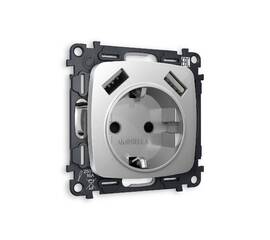 Комплект механизма розетки 2USB A+A 18W (быстрая зарядка) с/з Ambrella Volt Omega MO409010