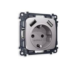 Комплект механизма розетки 2USB A+A 18W (быстрая зарядка) с/з Ambrella Volt Omega MO509010