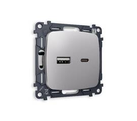 Комплект механизма розетки 2USB A+C 20W 3000mA (быстрая зарядка) Ambrella Volt Omega MO511010