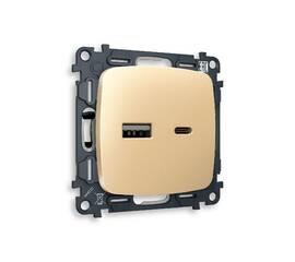 Комплект механизма розетки 2USB A+C 20W (быстрая зарядка) Ambrella Volt Omega MO611010