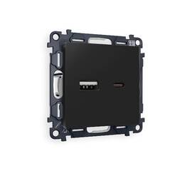 Комплект механизма розетки 2USB A+C 20W (быстрая зарядка) Ambrella Volt Alfa MA811010